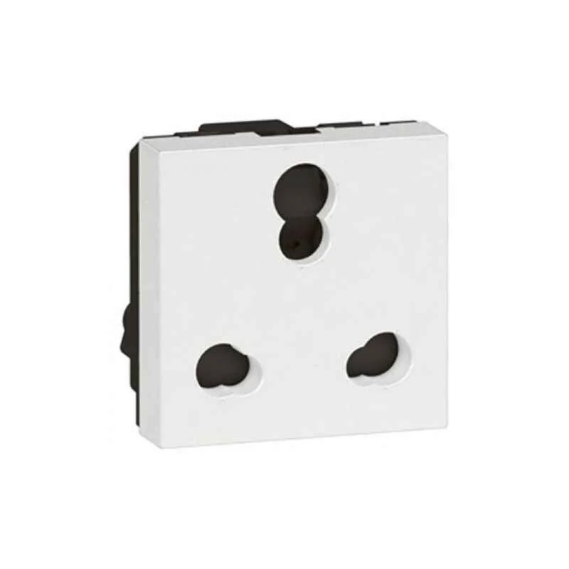 Legrand Arteor 6 & 16 A 3 Pin Square White Indian Socket Shuttered, 5734 67 (Pack of 5)
