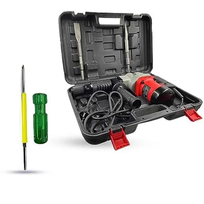 Hillgrove 1200W Demolition Hammer Concrete Breaker with 2 Bits & 2 in 1 Screwdriver, HGCM1380