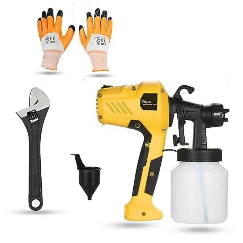 Hillgrove 400W 0.8 Litre Plastic DIY HVLP Paint Sprayer Gun with Gloves & 8 inch Adjustable Wrench, HGCM1327