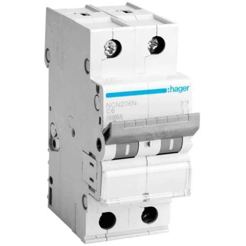Hager 10A Double Pole C Curve h3 MCB, NCN210N, Breaking Capacity: 10 kA