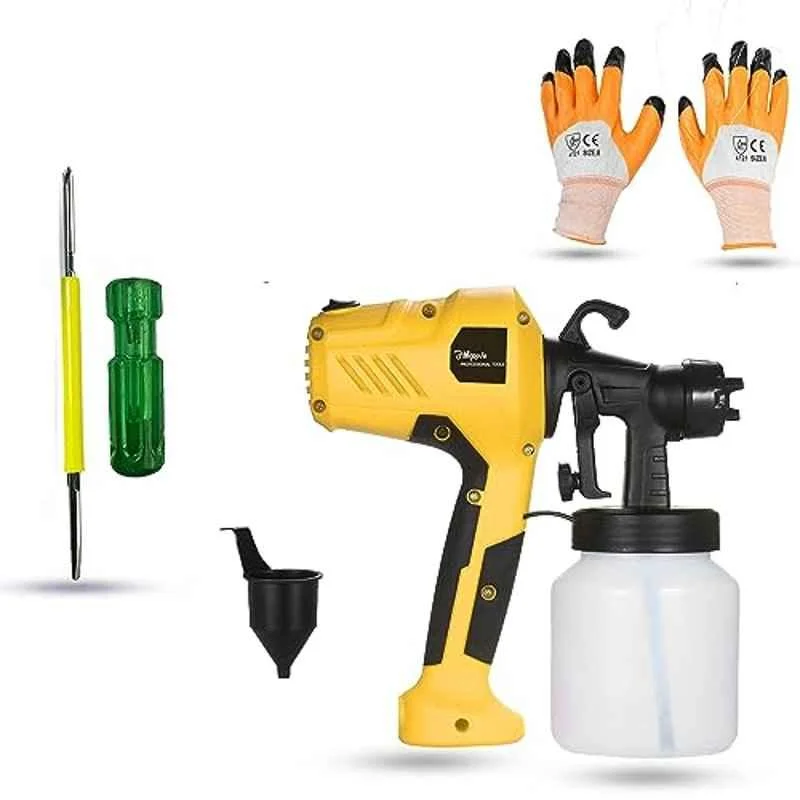 Hillgrove 400W 0.8 Litre Plastic DIY HVLP Paint Sprayer Gun with Gloves & 2 in 1 Screwdriver, HGCM1339