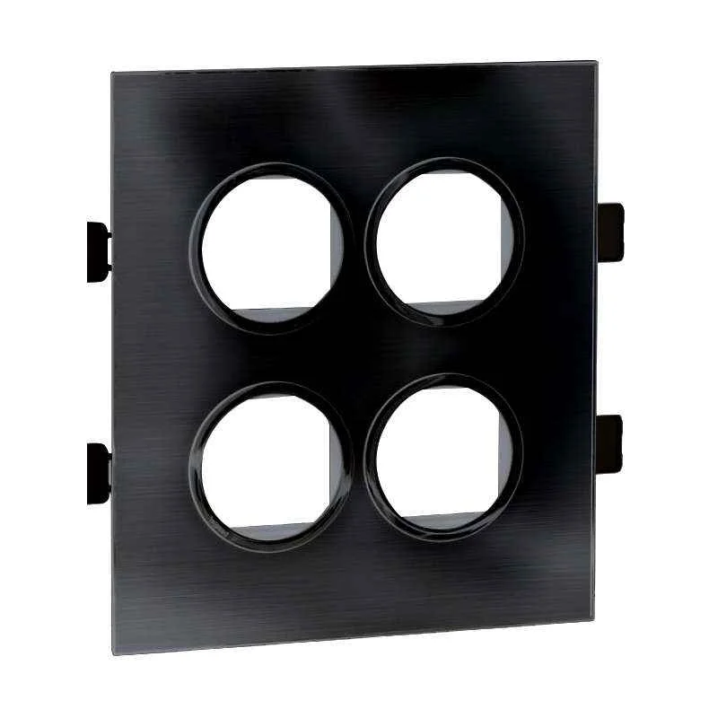 Legrand Arteor 8 Module Mirror Finish Black Round Cover Plate With Frame, 5765 83